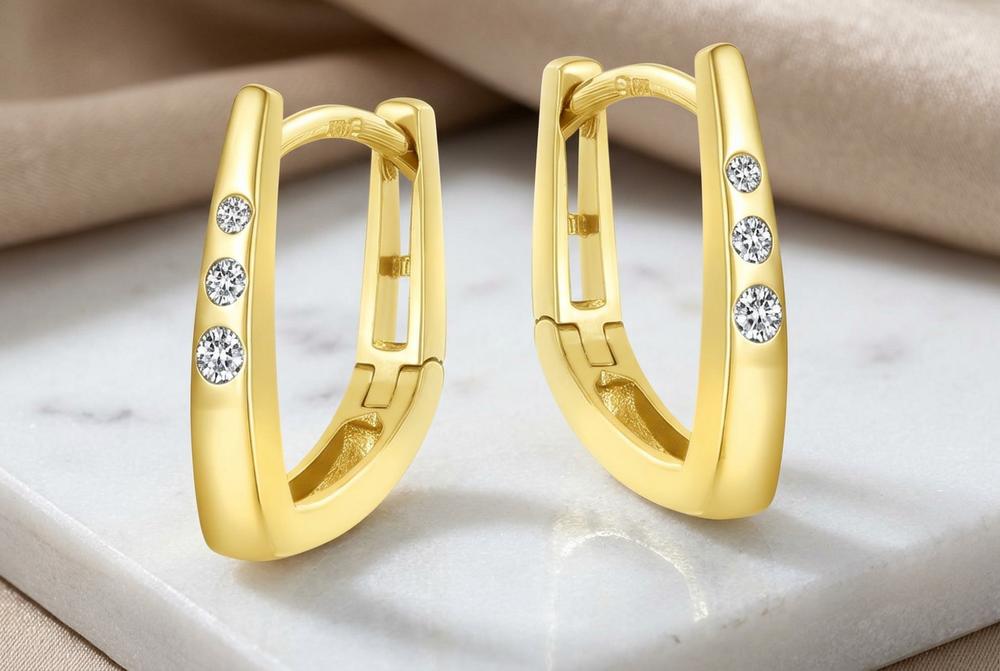 Creolen mit 3 Zirkoniasteinen SJR  - echt 333 Gold