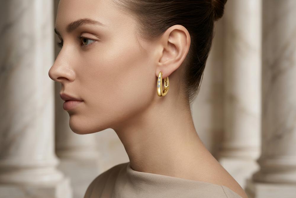 Creolen mit 3 Zirkoniasteinen SJR  - echt 333 Gold